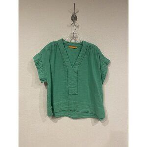 Oliphant Mint Green Short Sleeve V-Neck Blouse
